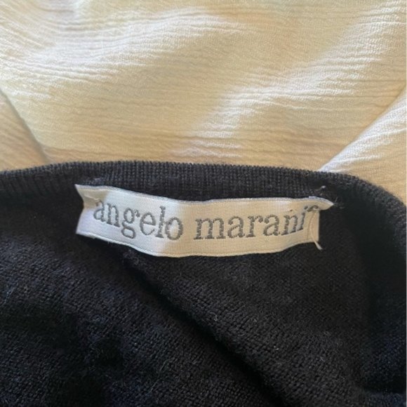 Angelo Marani Made in Italy 100% Wool Crewneck Black Floral Rose Sweater Medium - Picture 5 of 6